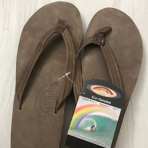 Rainbow thin strap, double layer espresso sandals